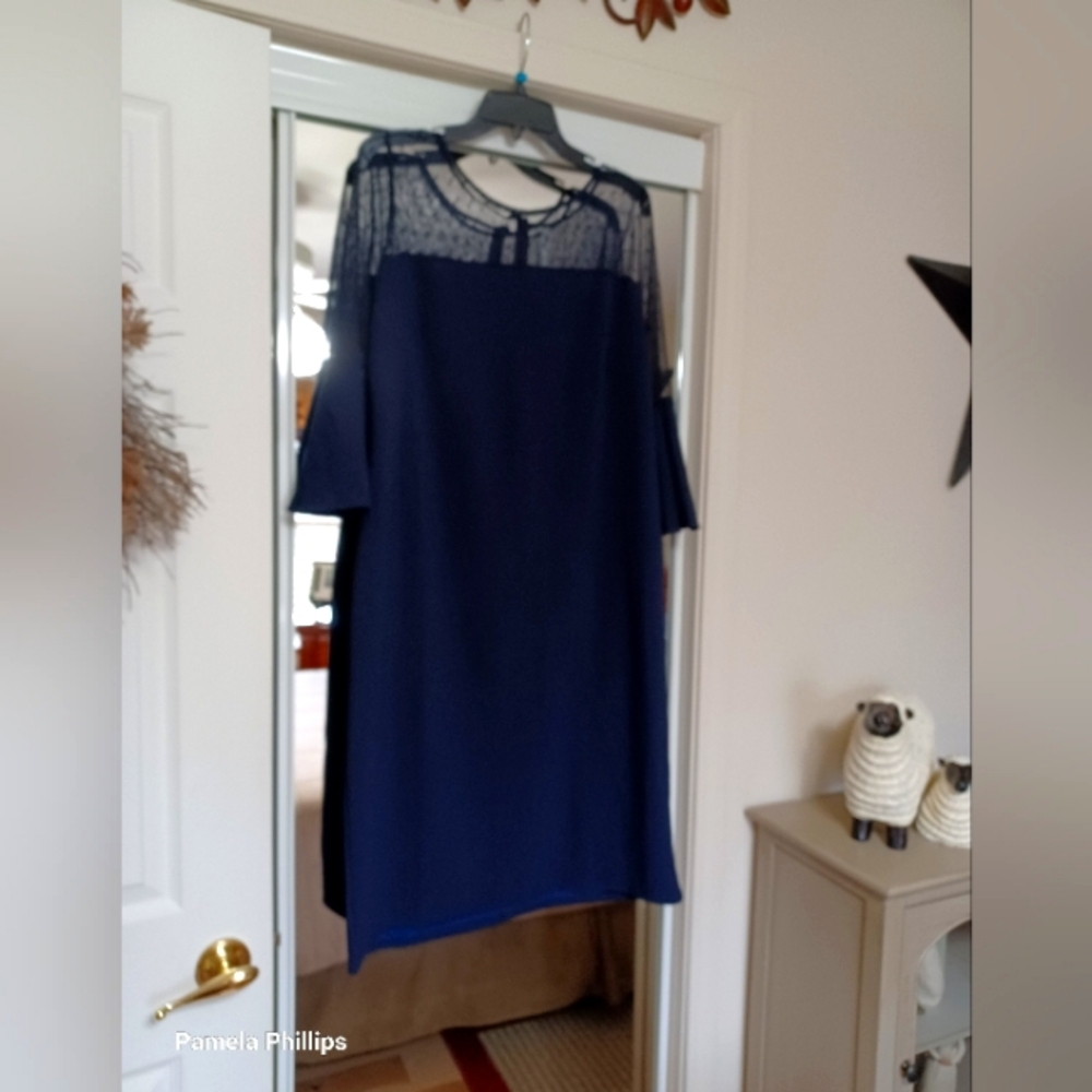 NY Collection Blue Long Sleeve Dress